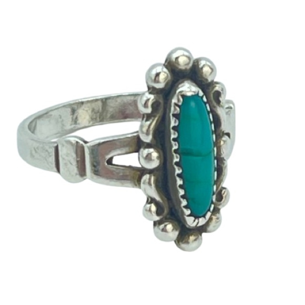 Vintage Turquoise & Sterling Silver Ring | Mexico Taco 925 Sterling Silver
